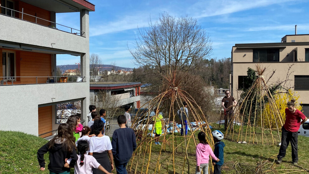 Weidenhäuser in der Siedlung Leimbach